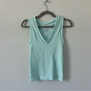 Free People Intimately Mint Sleeveless Ribbed V Neck Top NWT L
